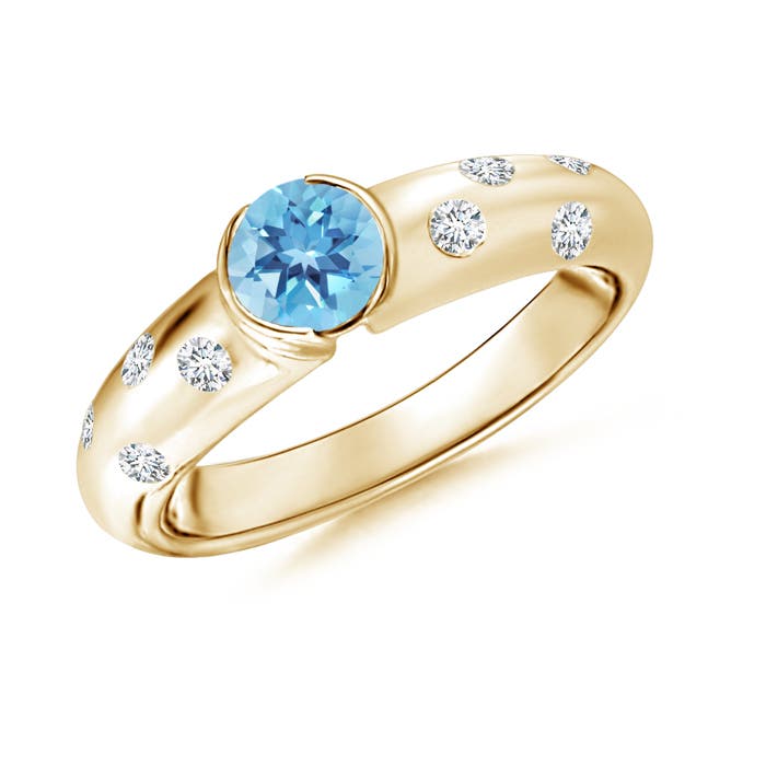 A - Swiss Blue Topaz / 0.77 CT / 14 KT Yellow Gold