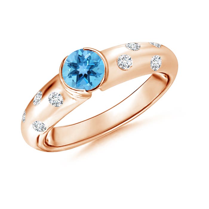 AA - Swiss Blue Topaz / 0.77 CT / 14 KT Rose Gold