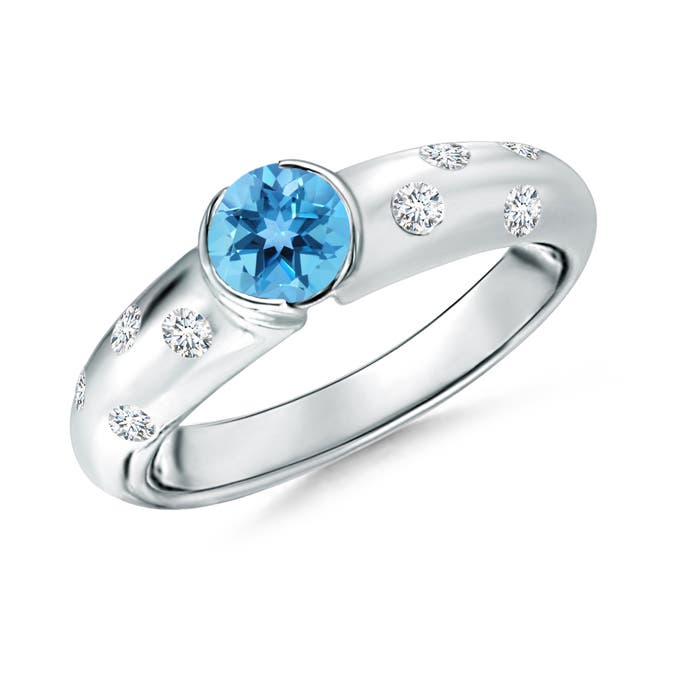 AA - Swiss Blue Topaz / 0.77 CT / 14 KT White Gold