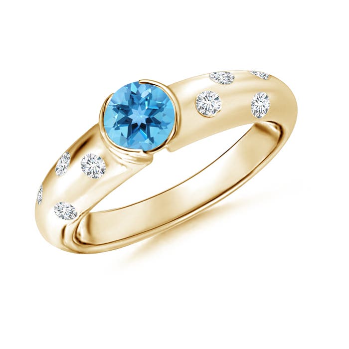 AA - Swiss Blue Topaz / 0.77 CT / 14 KT Yellow Gold