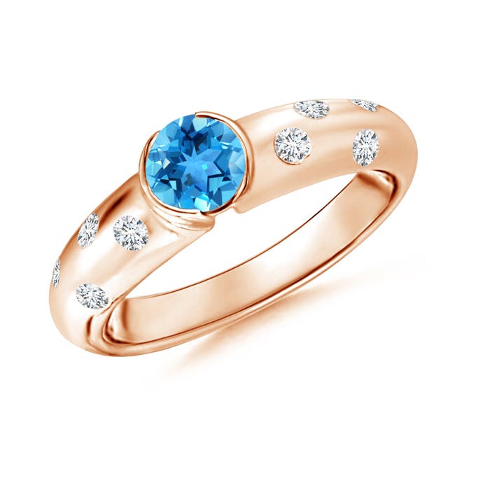 AAA - Swiss Blue Topaz / 0.77 CT / 14 KT Rose Gold