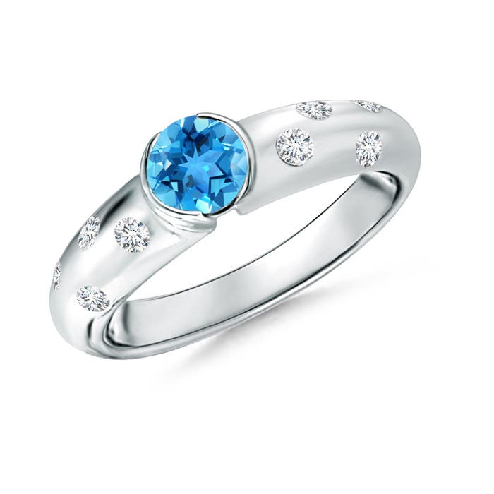 AAA - Swiss Blue Topaz / 0.77 CT / 14 KT White Gold