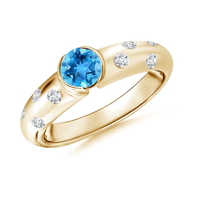 AAA - Swiss Blue Topaz / 0.77 CT / 14 KT Yellow Gold