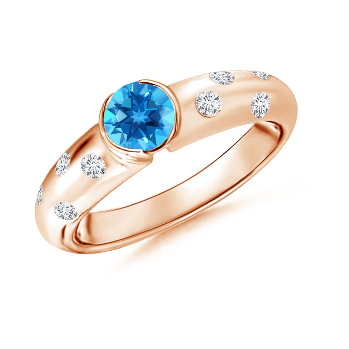 AAAA - Swiss Blue Topaz / 0.77 CT / 14 KT Rose Gold