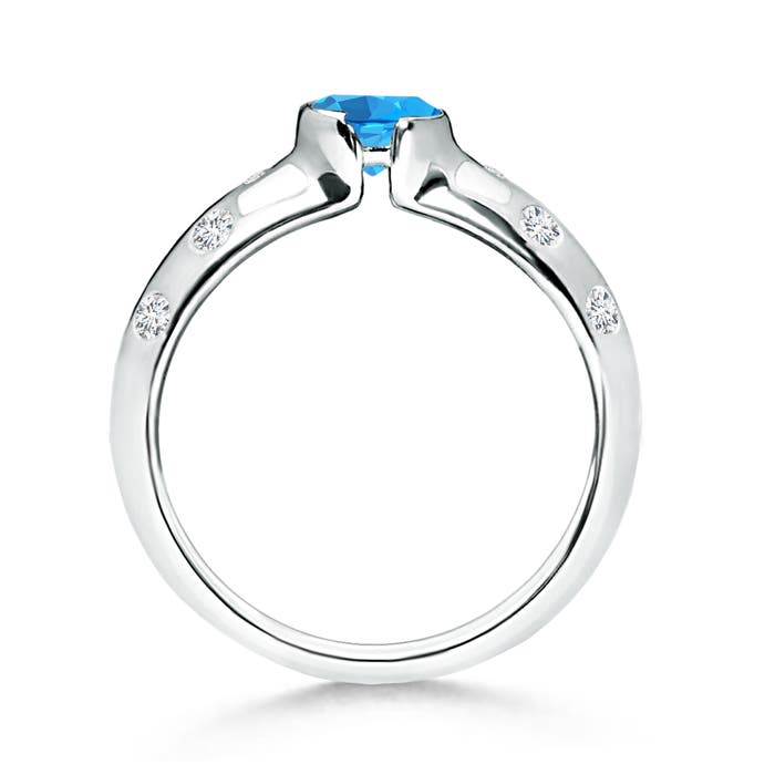 AAAA - Swiss Blue Topaz / 0.77 CT / 14 KT White Gold