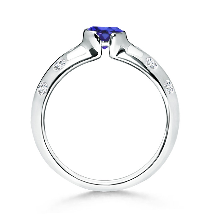 5mm AAAA Semi Bezel Dome Tanzanite Ring with Diamond Accents in White Gold side-1