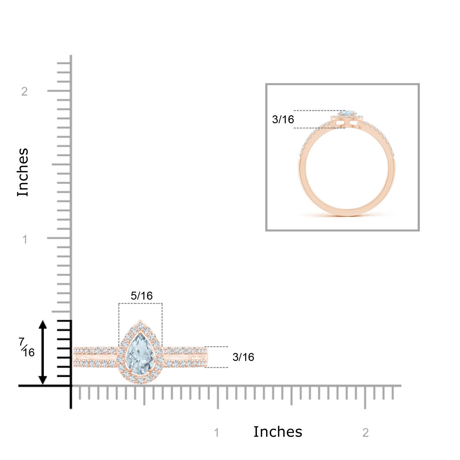 A - Aquamarine / 0.55 CT / 14 KT Rose Gold