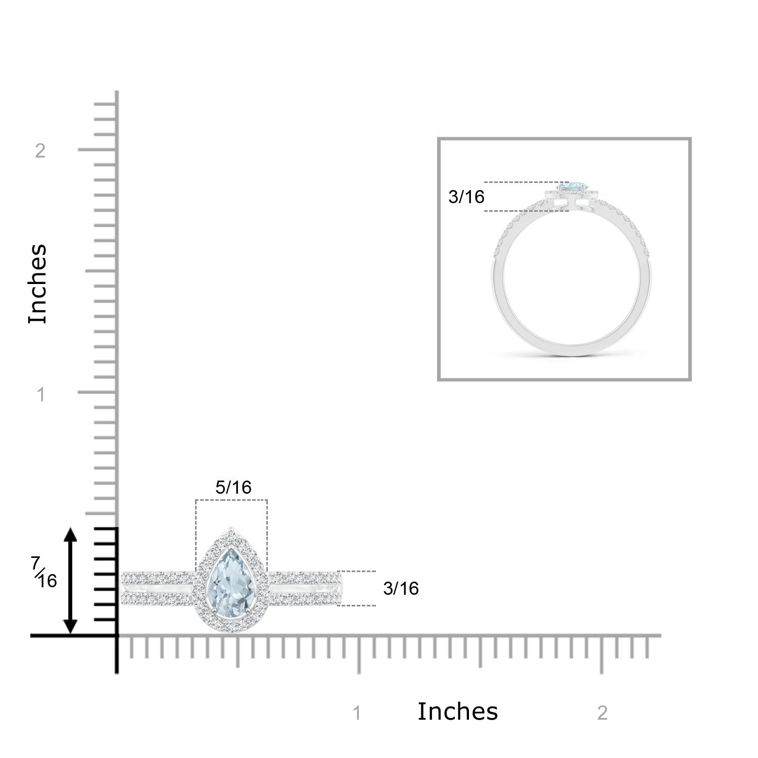 A - Aquamarine / 0.55 CT / 14 KT White Gold