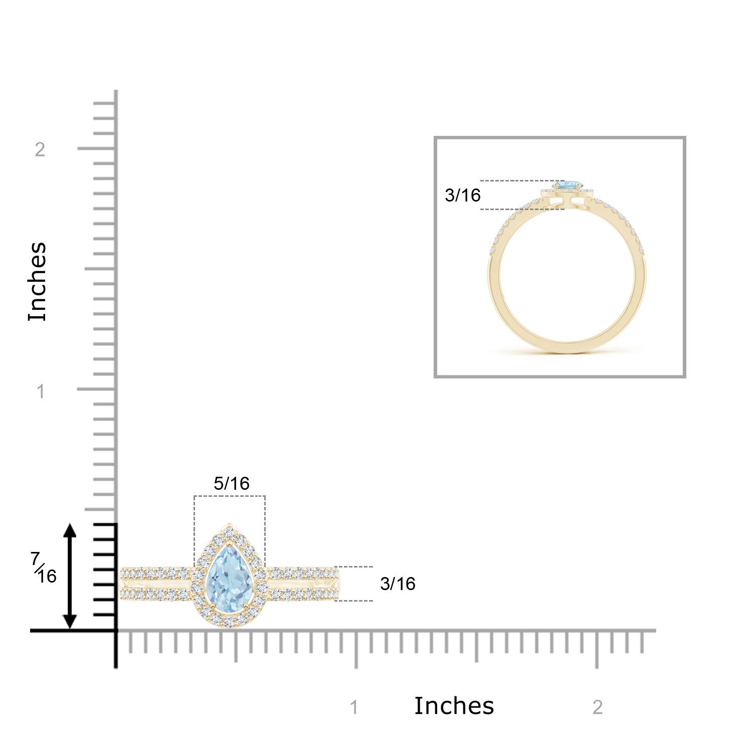 AA - Aquamarine / 0.55 CT / 14 KT Yellow Gold