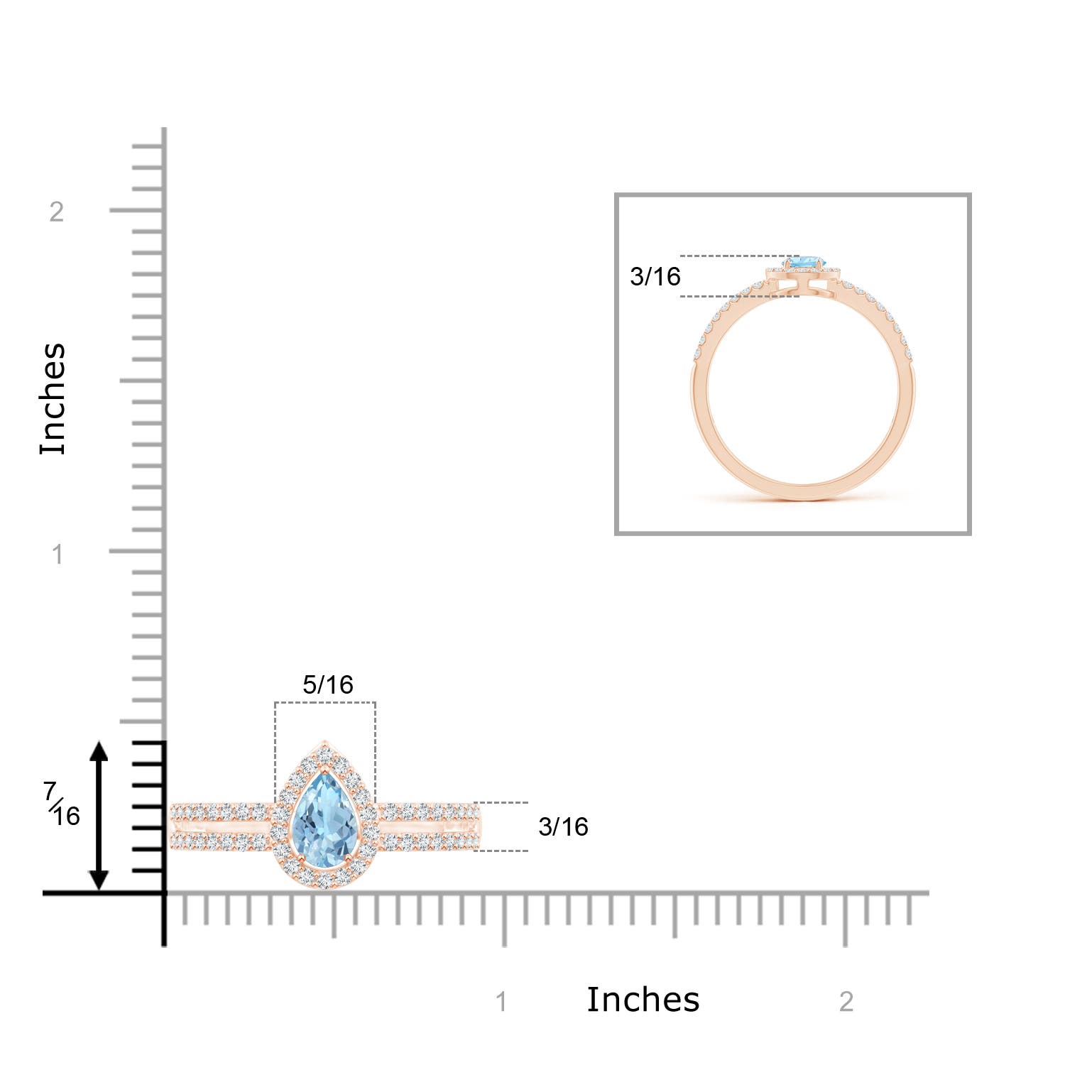 AAA - Aquamarine / 0.55 CT / 14 KT Rose Gold