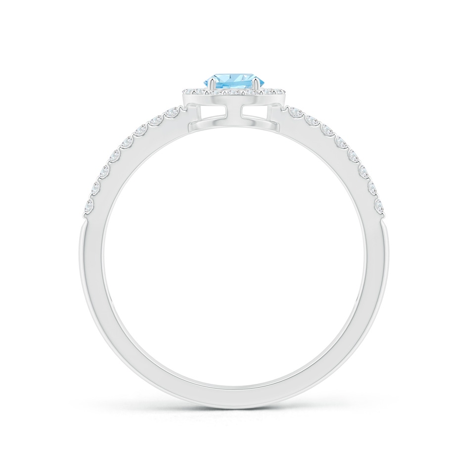 6x4mm AAA Pear Aquamarine and Diamond Halo Split Shank Ring in White Gold side-1