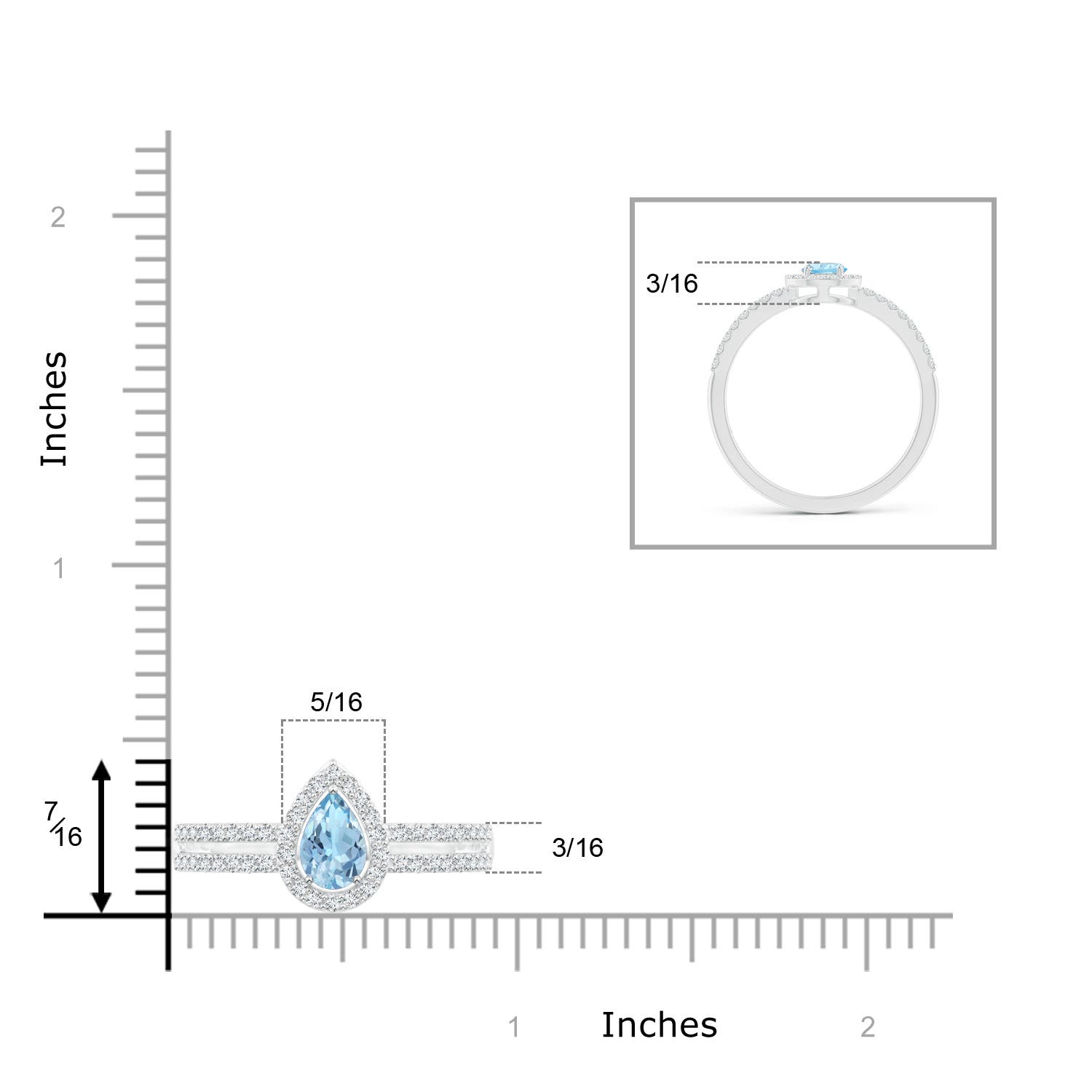 AAA - Aquamarine / 0.55 CT / 14 KT White Gold