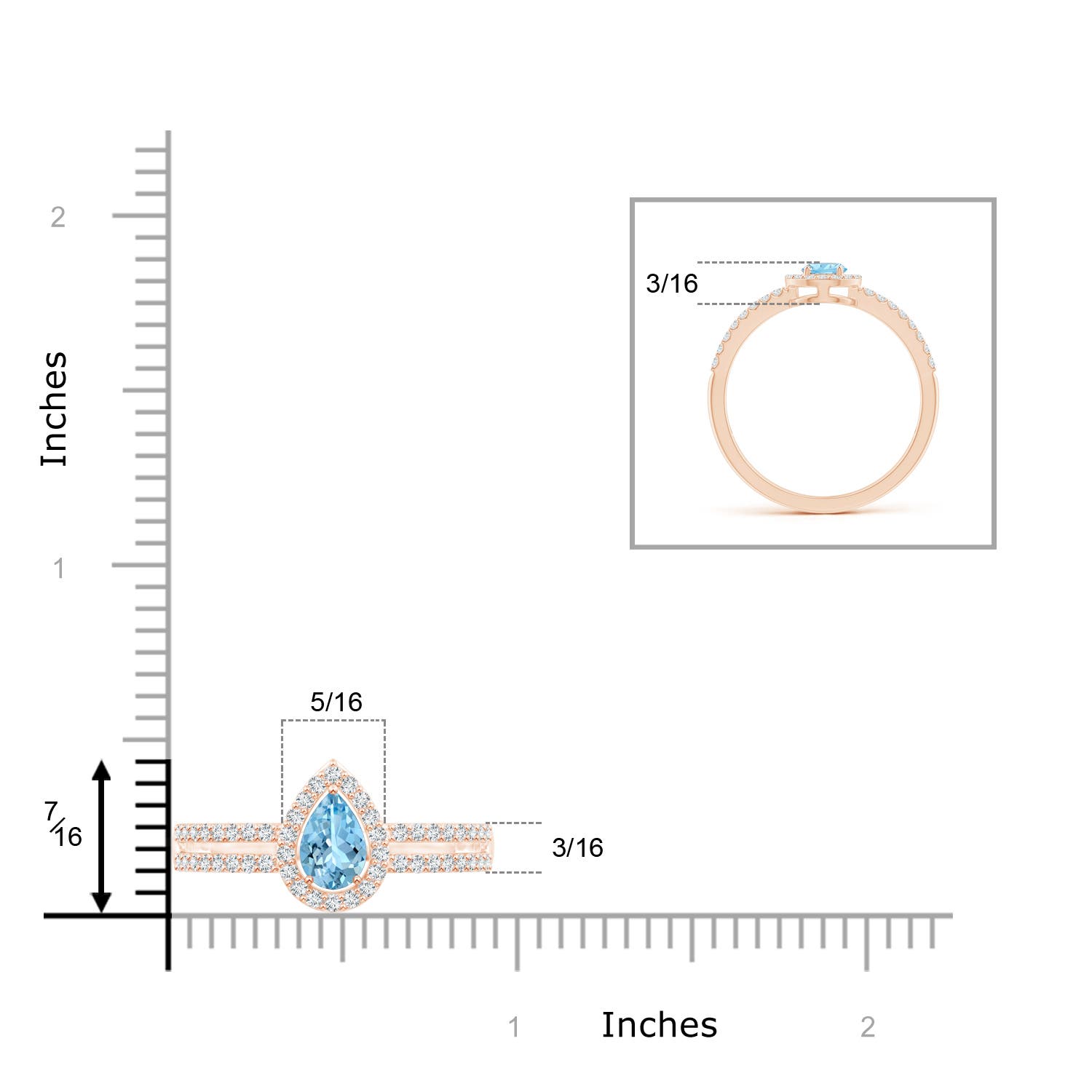 AAAA - Aquamarine / 0.55 CT / 14 KT Rose Gold