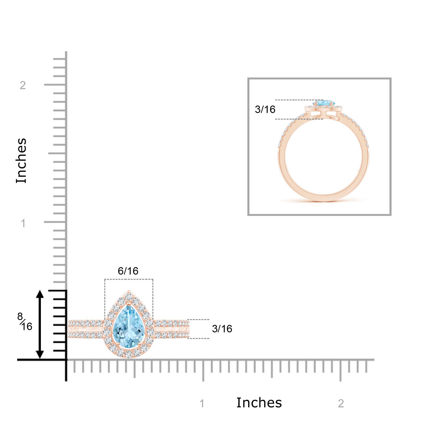 AAAA - Aquamarine / 0.92 CT / 14 KT Rose Gold