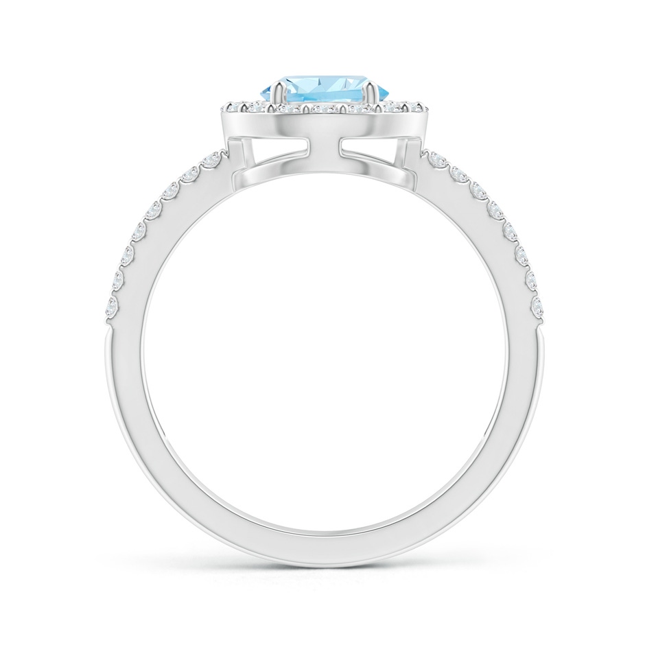 8x6mm AAA Pear Aquamarine and Diamond Halo Split Shank Ring in White Gold side-1