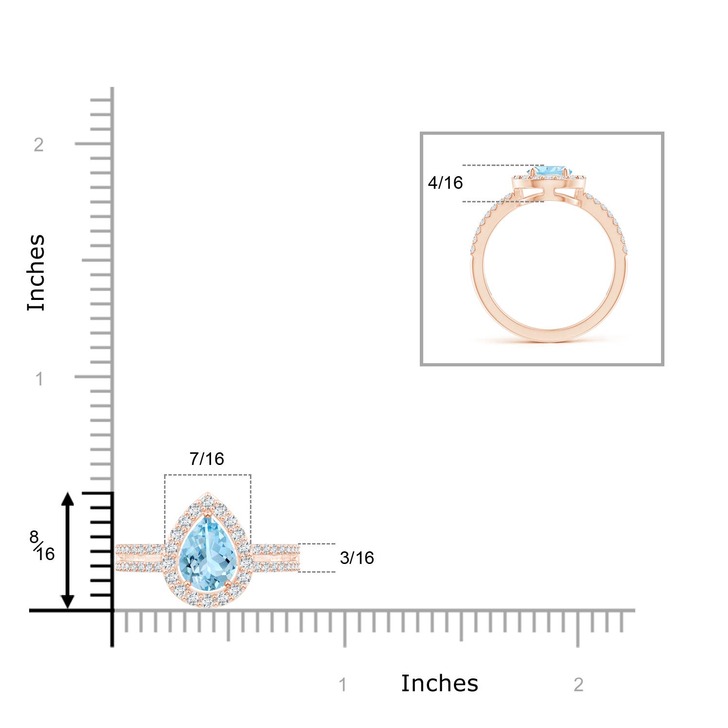 AAAA - Aquamarine / 1.29 CT / 14 KT Rose Gold