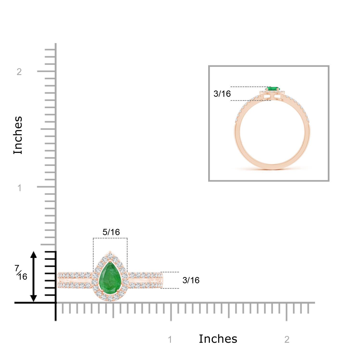 A - Emerald / 0.6 CT / 14 KT Rose Gold