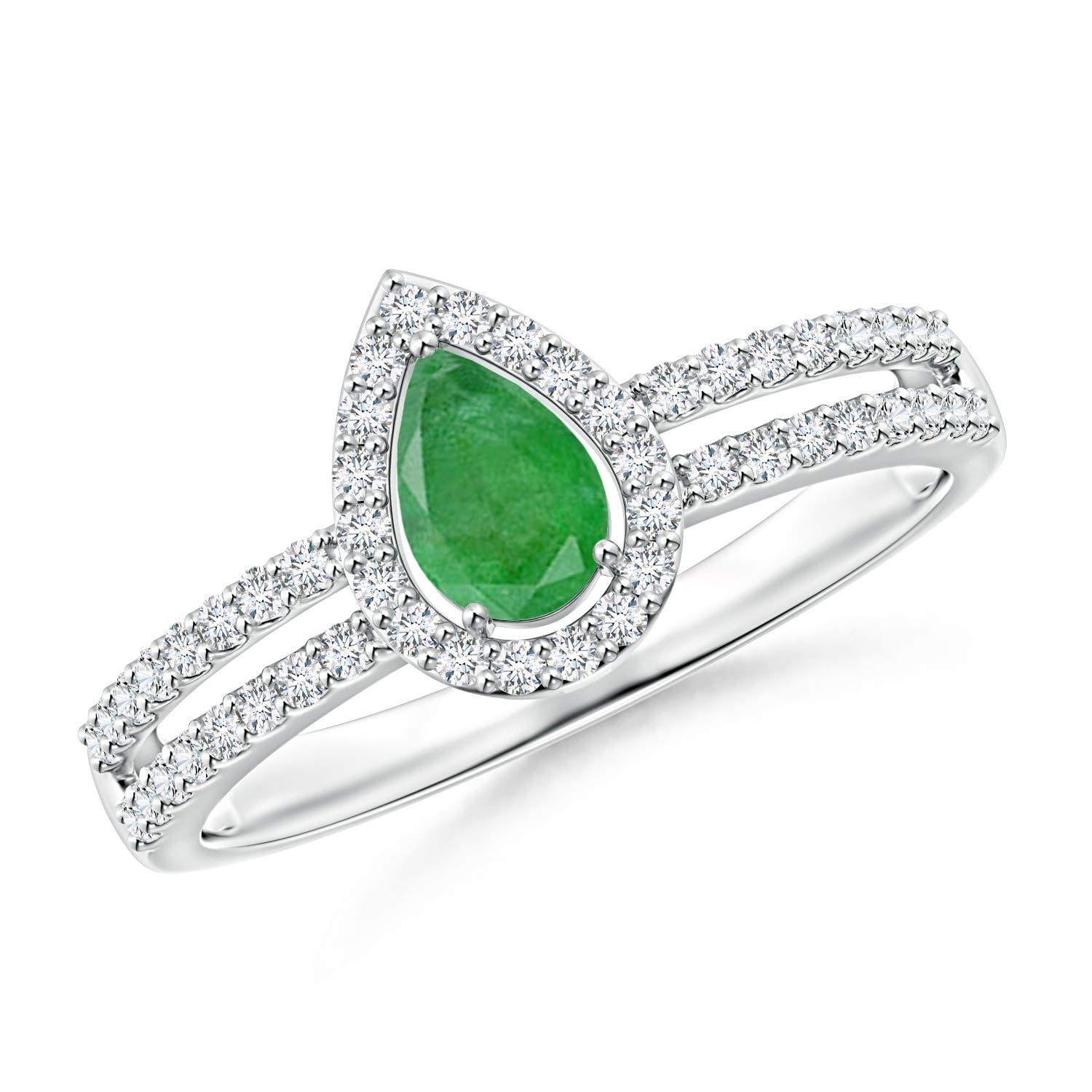 A - Emerald / 0.6 CT / 14 KT White Gold