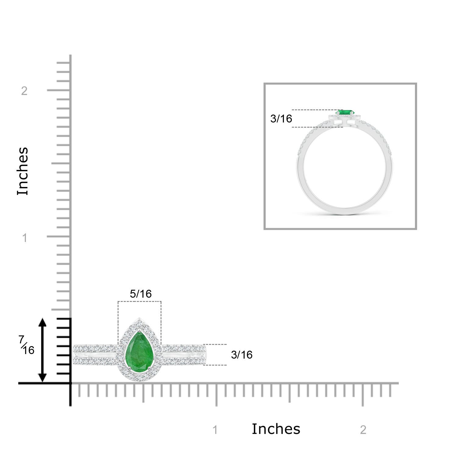 A - Emerald / 0.6 CT / 14 KT White Gold