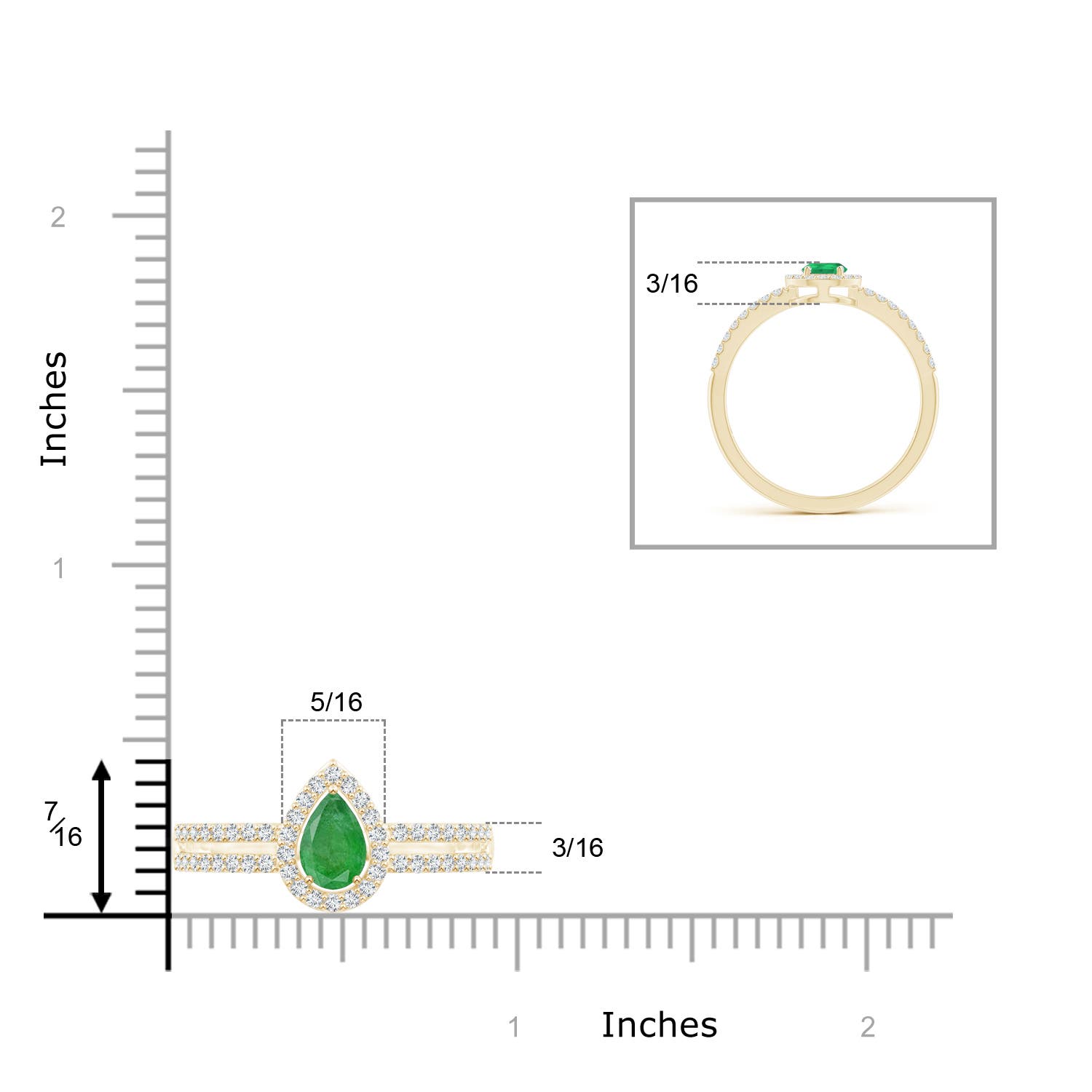 A - Emerald / 0.6 CT / 14 KT Yellow Gold