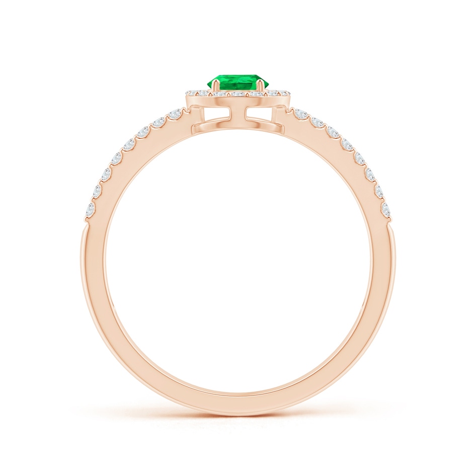 6x4mm AAA Pear Emerald and Diamond Halo Split Shank Ring in Rose Gold side-1