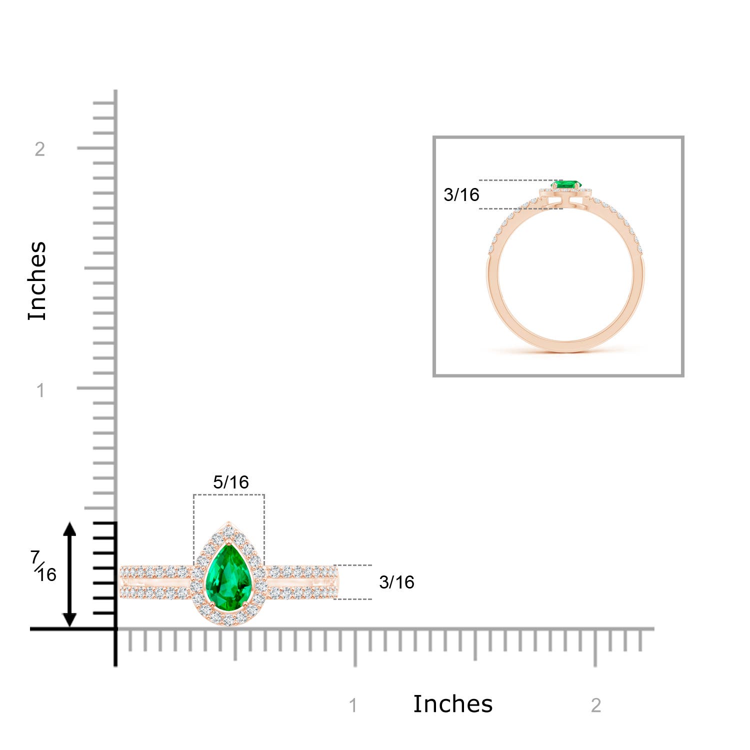 AAA - Emerald / 0.6 CT / 14 KT Rose Gold