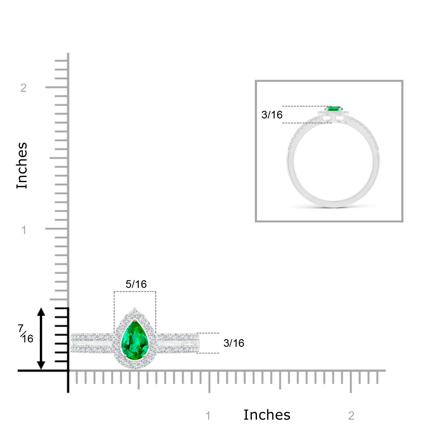 AAA - Emerald / 0.6 CT / 14 KT White Gold