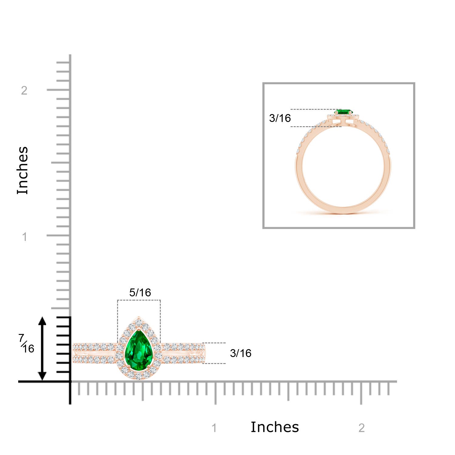 AAAA - Emerald / 0.6 CT / 14 KT Rose Gold