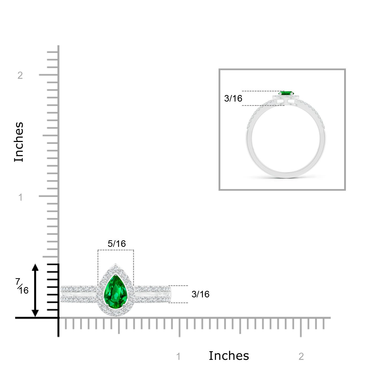 AAAA - Emerald / 0.6 CT / 14 KT White Gold