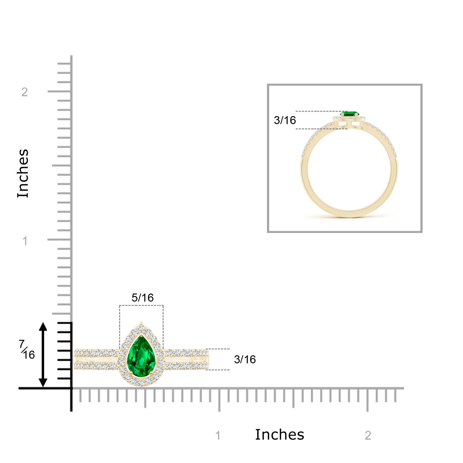 AAAA - Emerald / 0.6 CT / 14 KT Yellow Gold