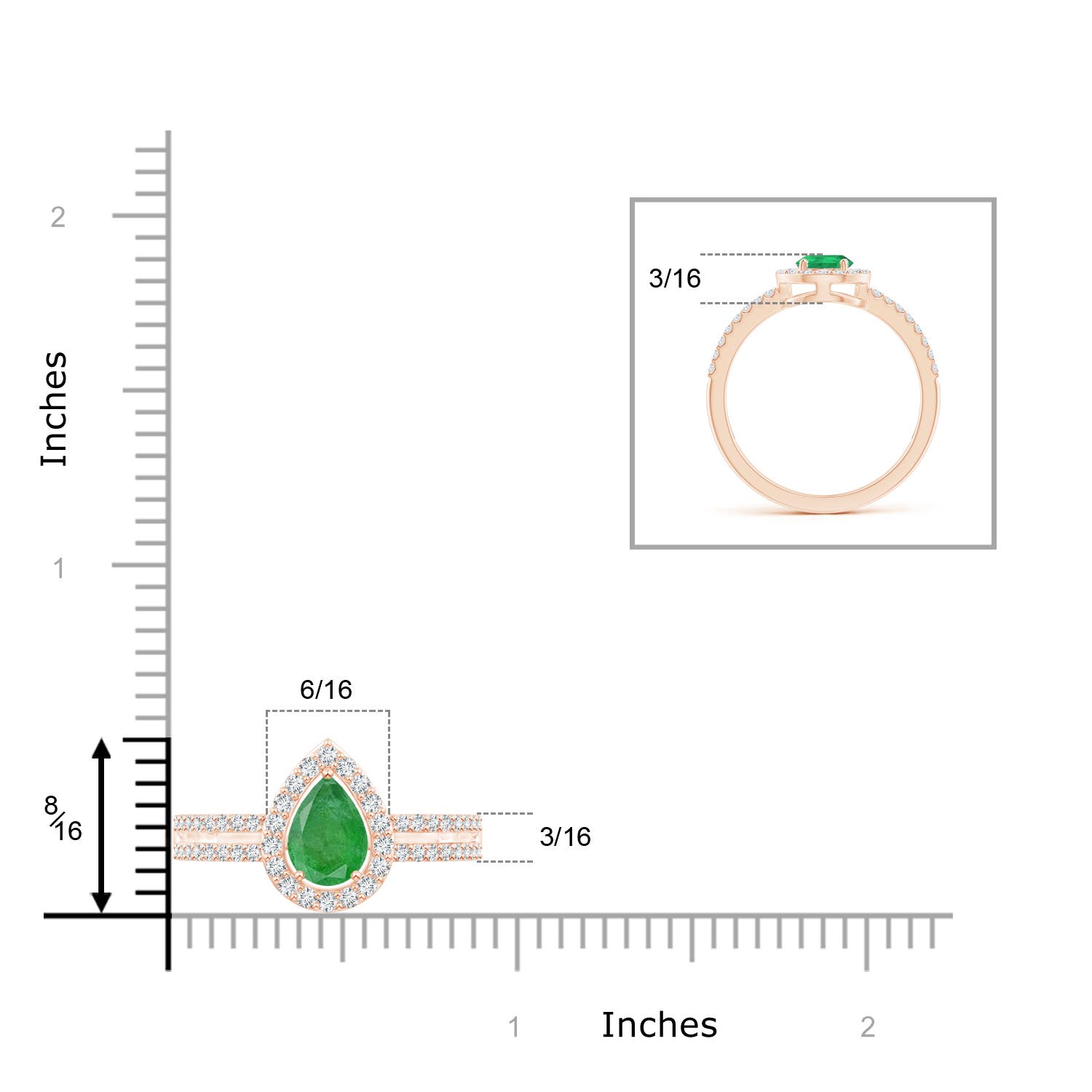 A - Emerald / 0.97 CT / 14 KT Rose Gold