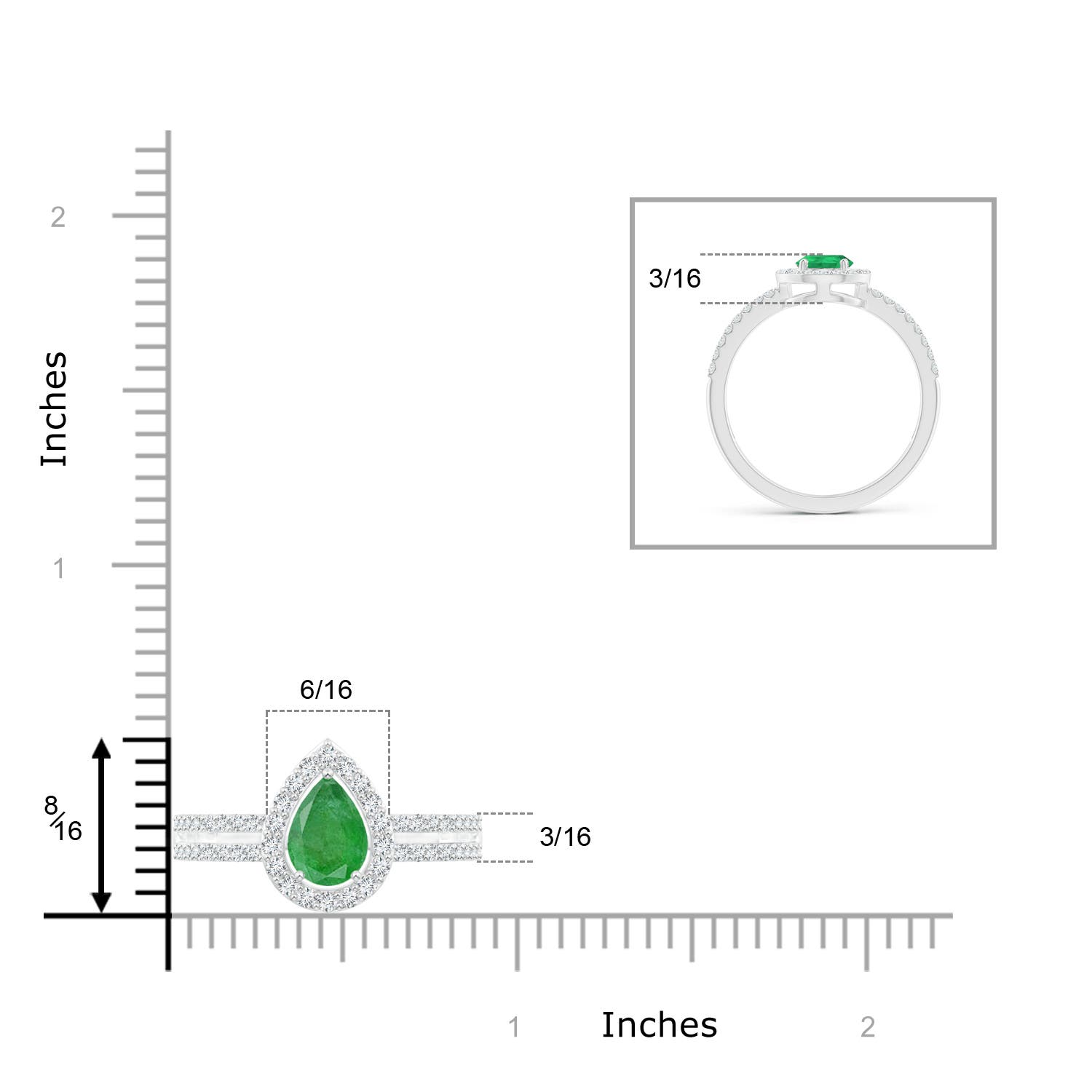 A - Emerald / 0.97 CT / 14 KT White Gold