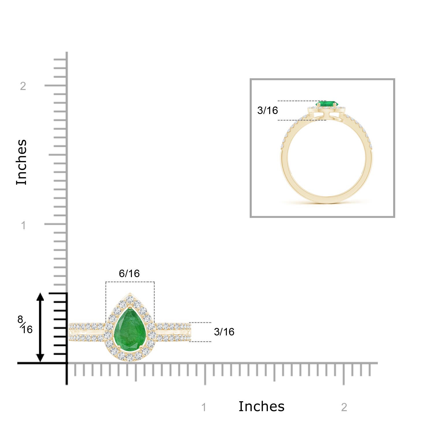 A - Emerald / 0.97 CT / 14 KT Yellow Gold