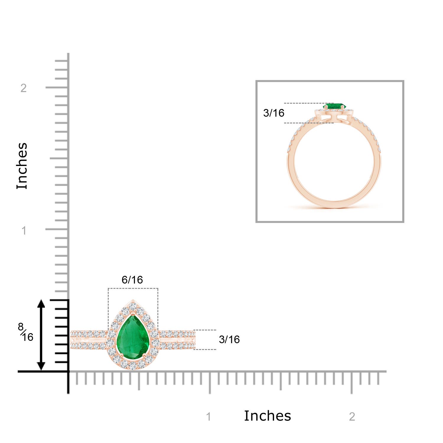 AA - Emerald / 0.97 CT / 14 KT Rose Gold