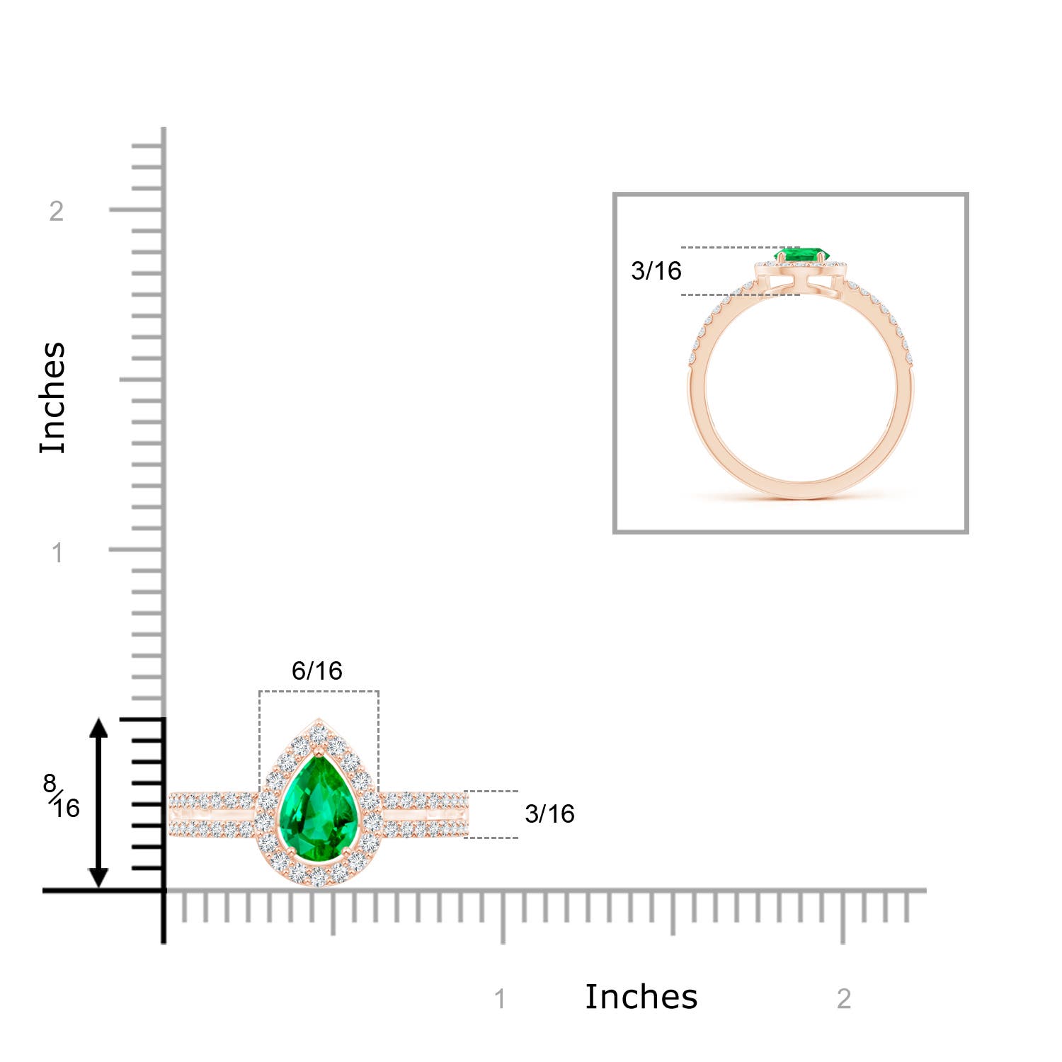 AAA - Emerald / 0.97 CT / 14 KT Rose Gold