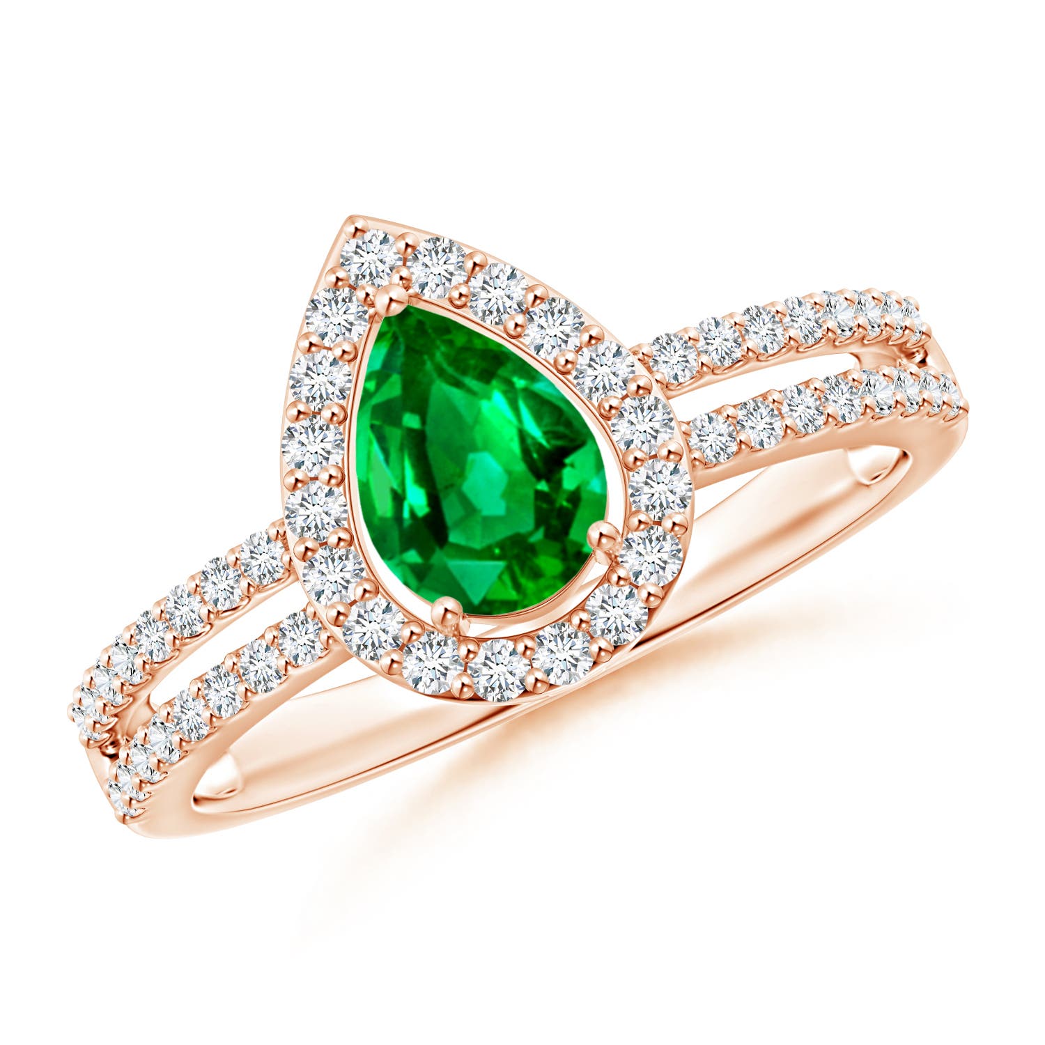 AAAA - Emerald / 0.97 CT / 14 KT Rose Gold