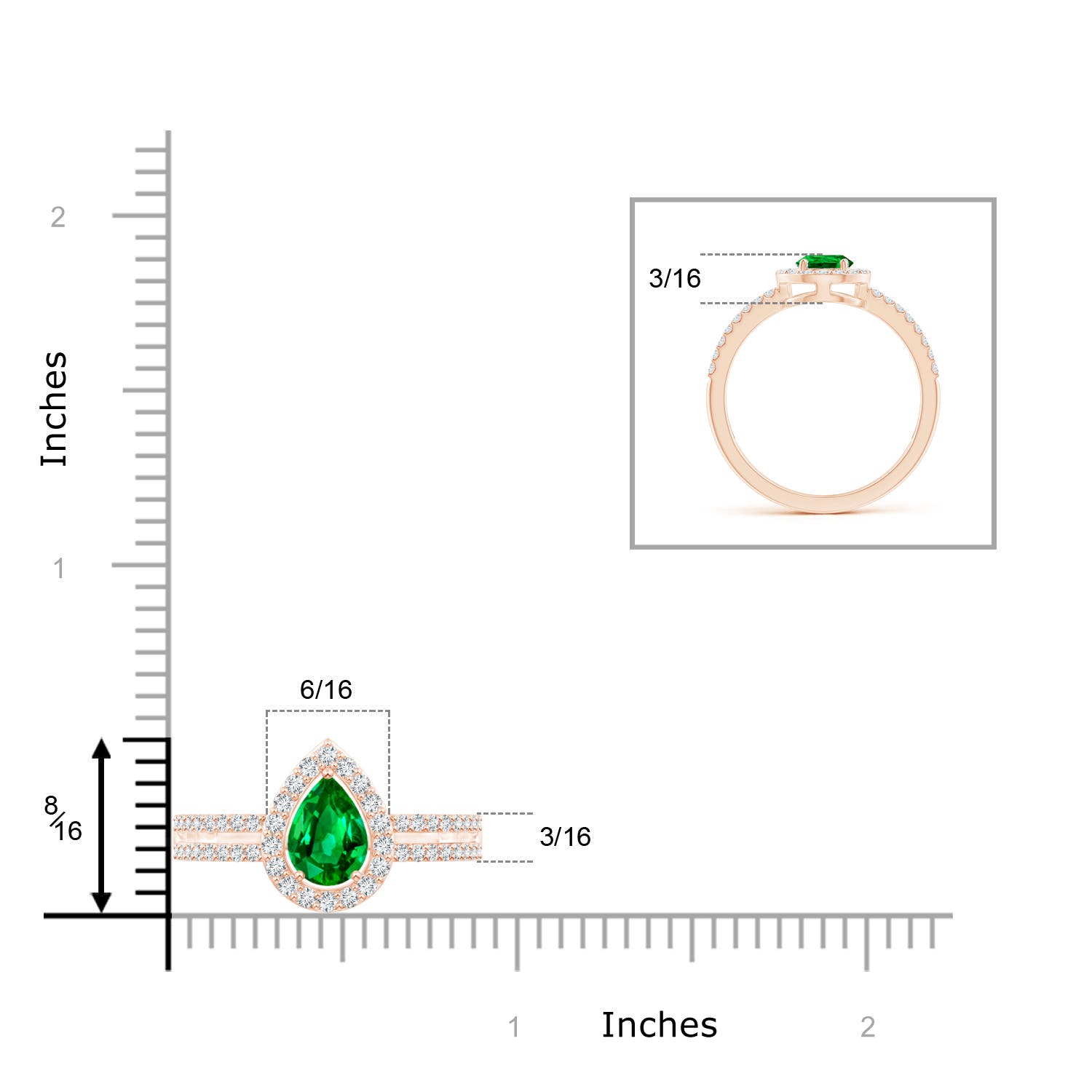 AAAA - Emerald / 0.97 CT / 14 KT Rose Gold