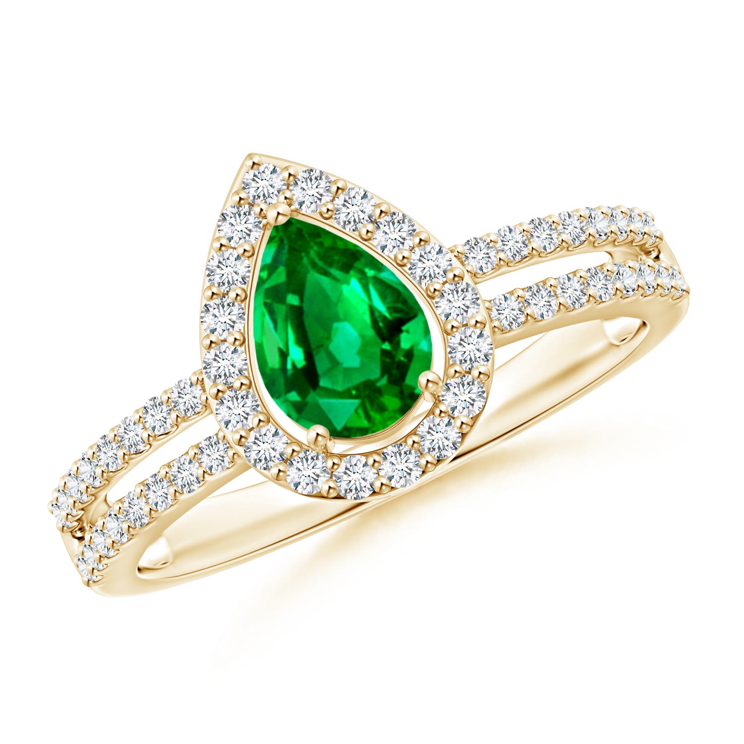 AAAA - Emerald / 0.97 CT / 14 KT Yellow Gold