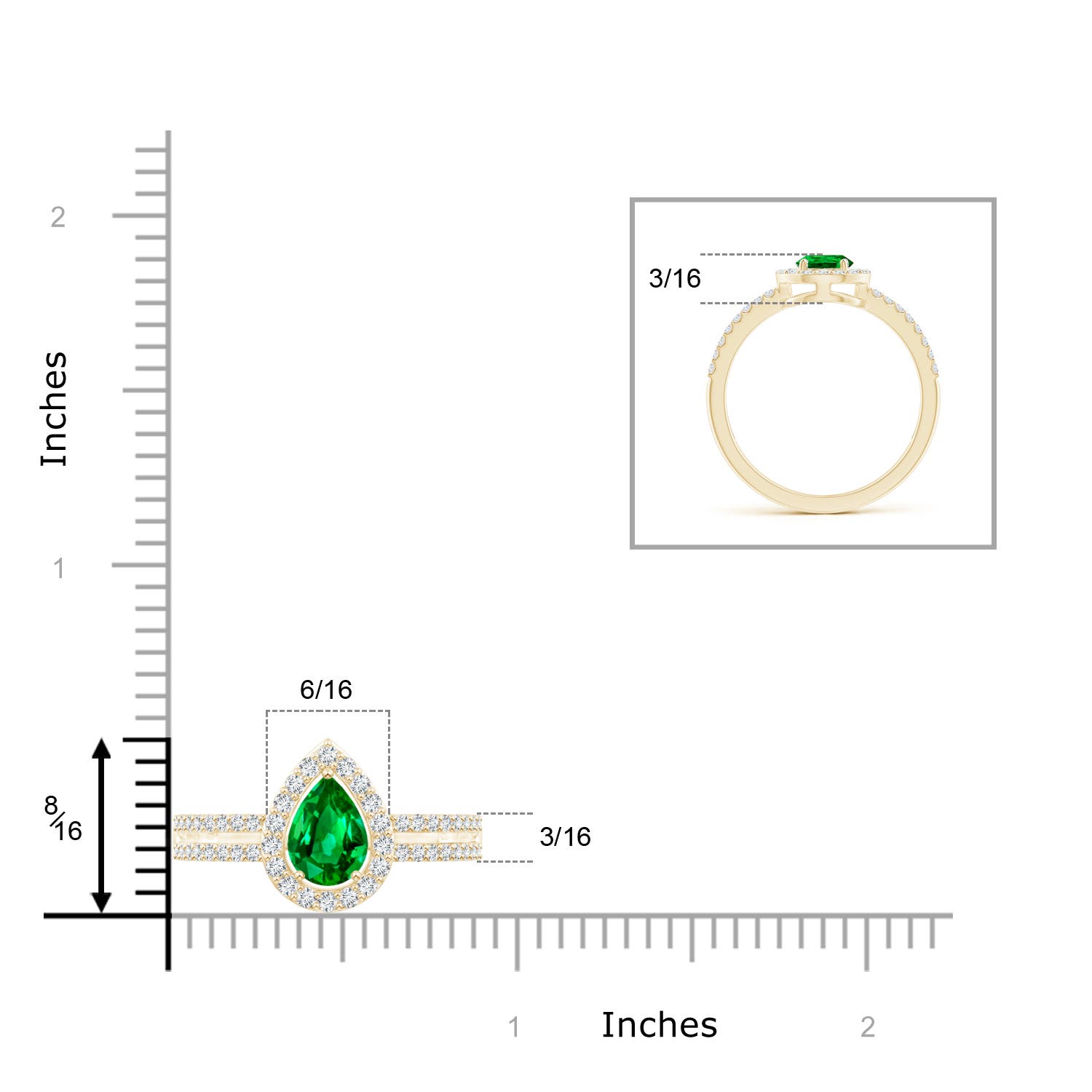 AAAA - Emerald / 0.97 CT / 14 KT Yellow Gold