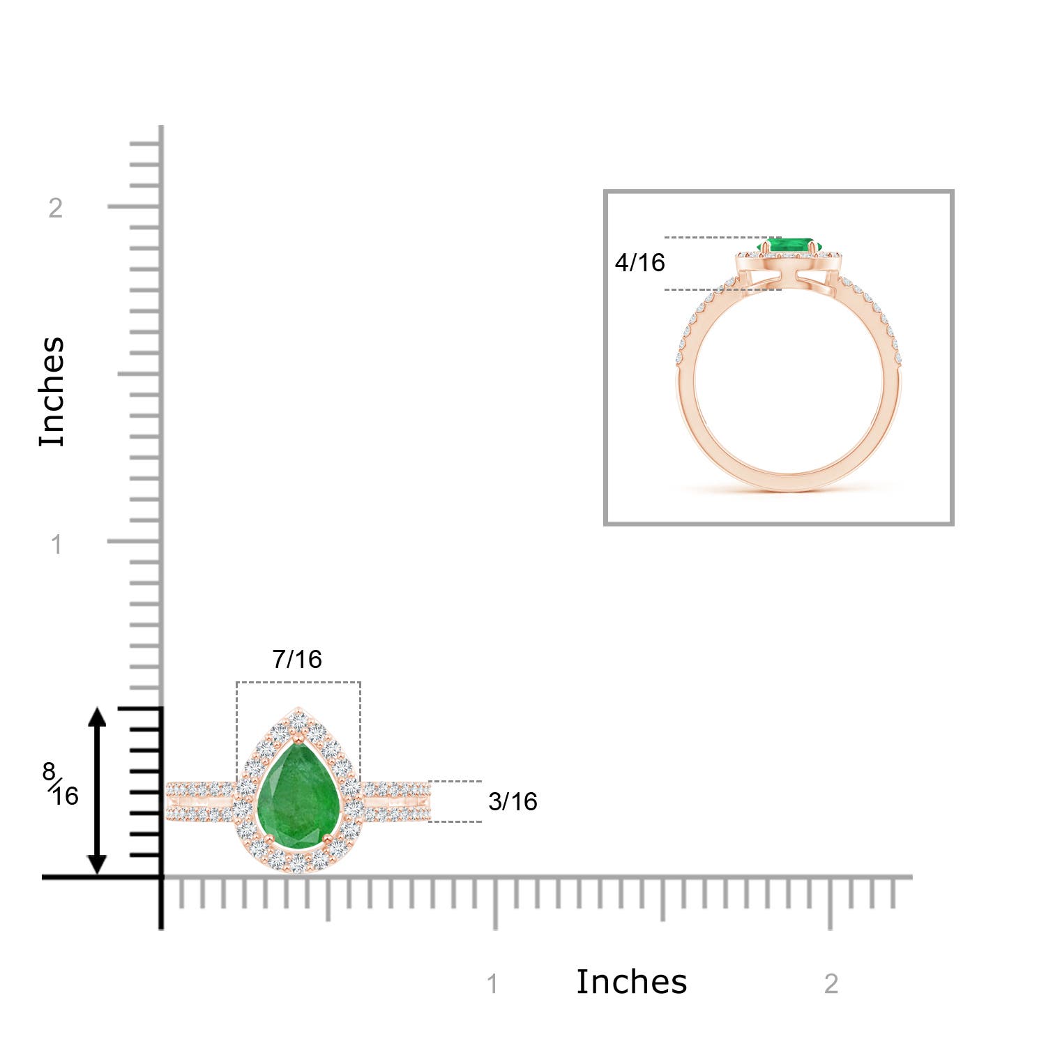 A - Emerald / 1.39 CT / 14 KT Rose Gold