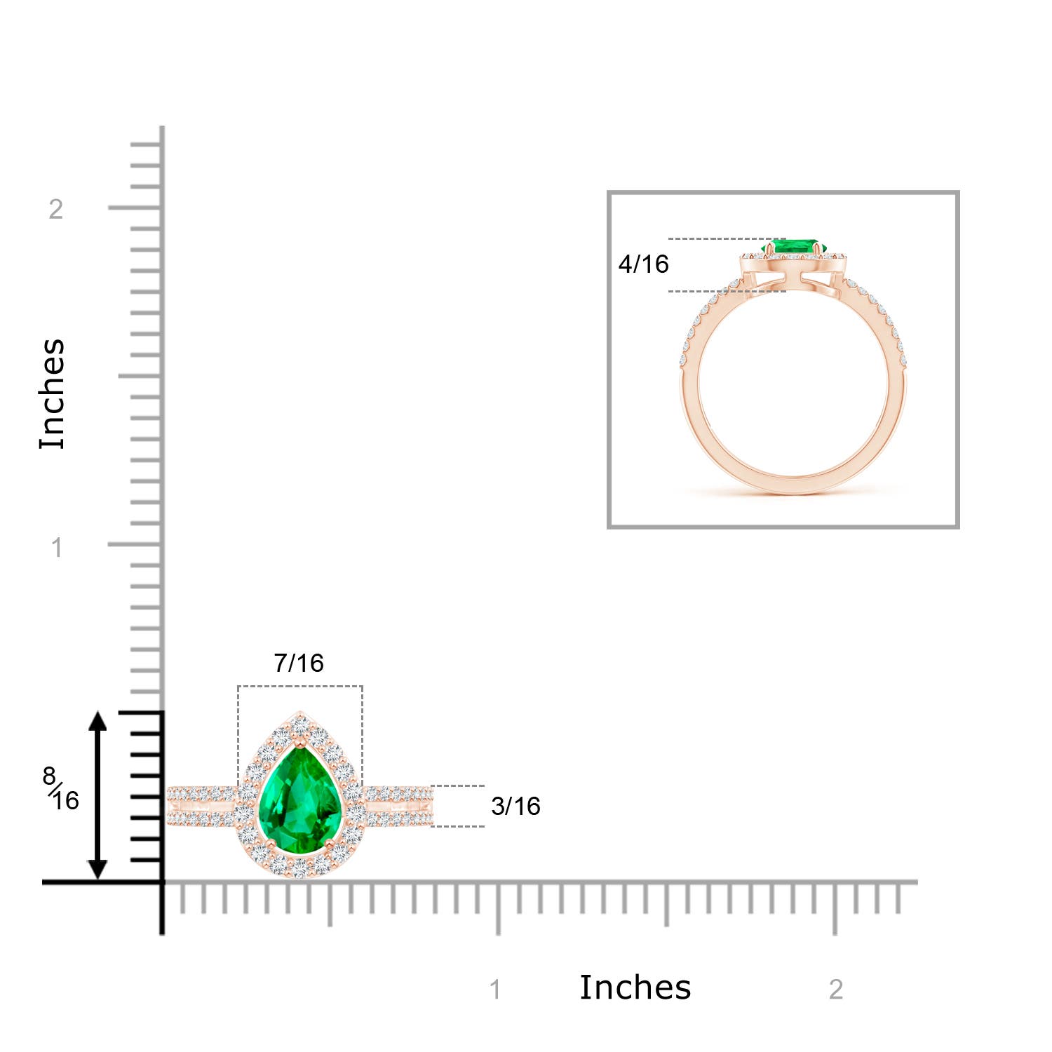 AAA - Emerald / 1.39 CT / 14 KT Rose Gold