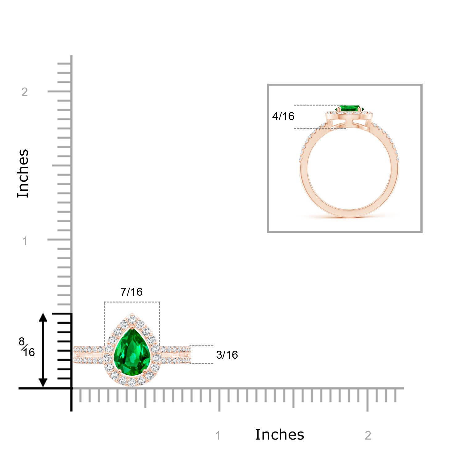 AAAA - Emerald / 1.39 CT / 14 KT Rose Gold