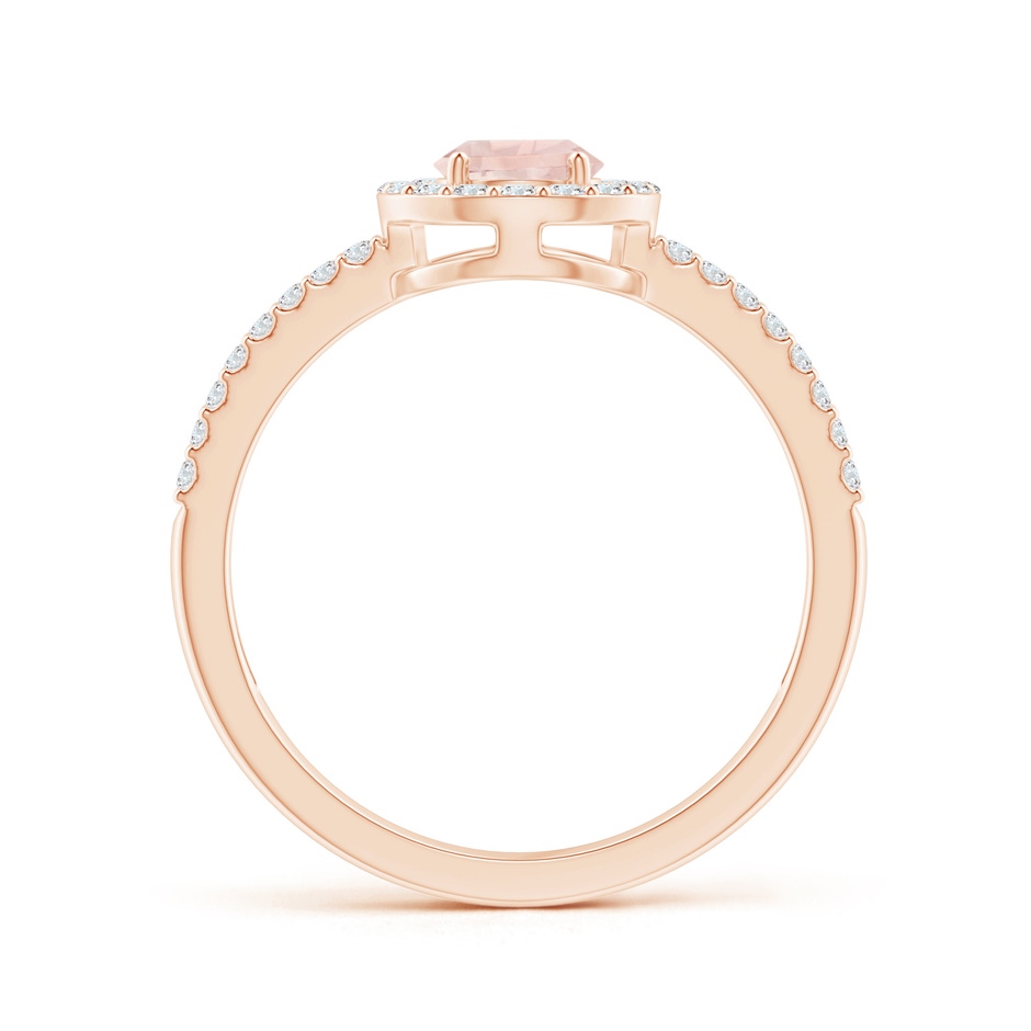 7x5mm AA Pear Morganite and Diamond Halo Split Shank Ring in Rose Gold side 199