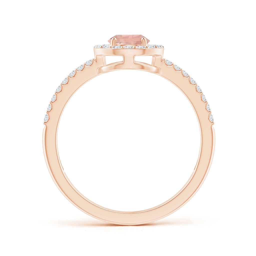 7x5mm AAAA Pear Morganite and Diamond Halo Split Shank Ring in Rose Gold - side 199