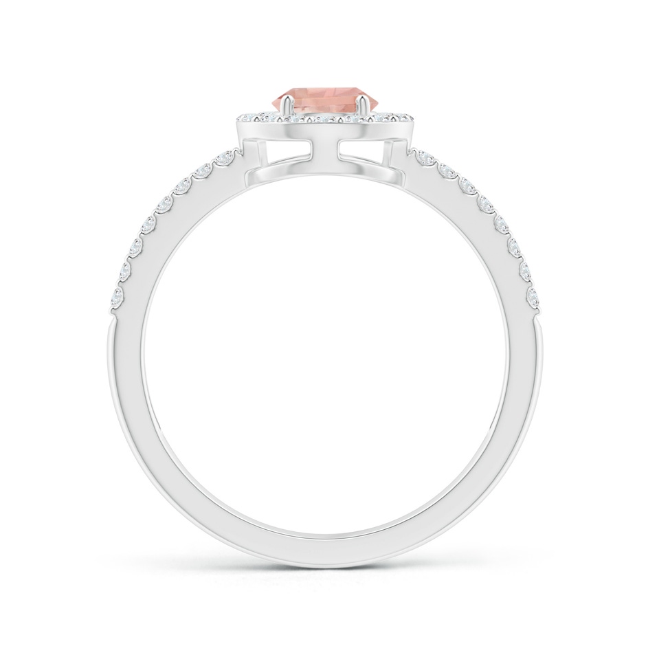 7x5mm AAAA Pear Morganite and Diamond Halo Split Shank Ring in White Gold side 199