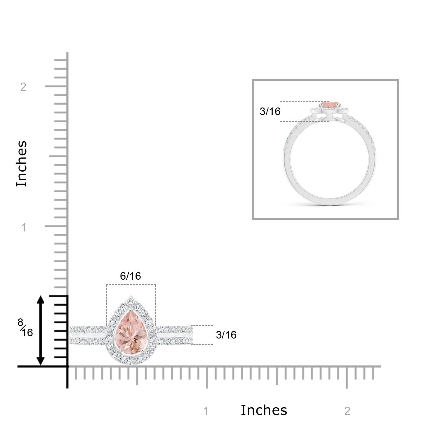 AAAA - Morganite / 0.97 CT / 14 KT White Gold