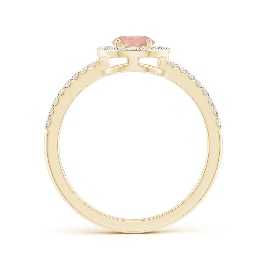 7x5mm AAAA Pear Morganite and Diamond Halo Split Shank Ring in Yellow Gold - side 199