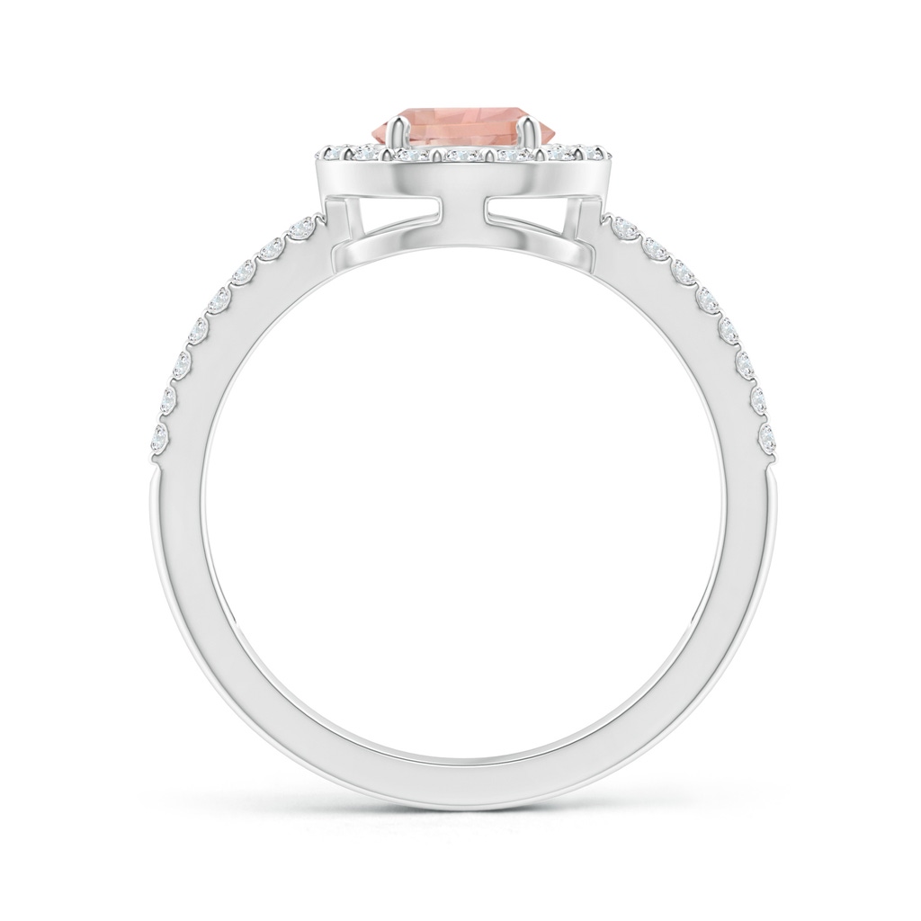 8x6mm AAAA Pear Morganite and Diamond Halo Split Shank Ring in White Gold - side 199