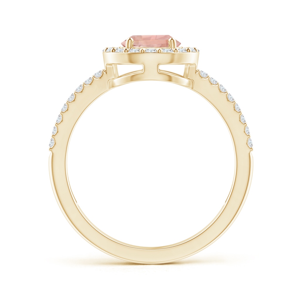 8x6mm AAAA Pear Morganite and Diamond Halo Split Shank Ring in Yellow Gold - side 199