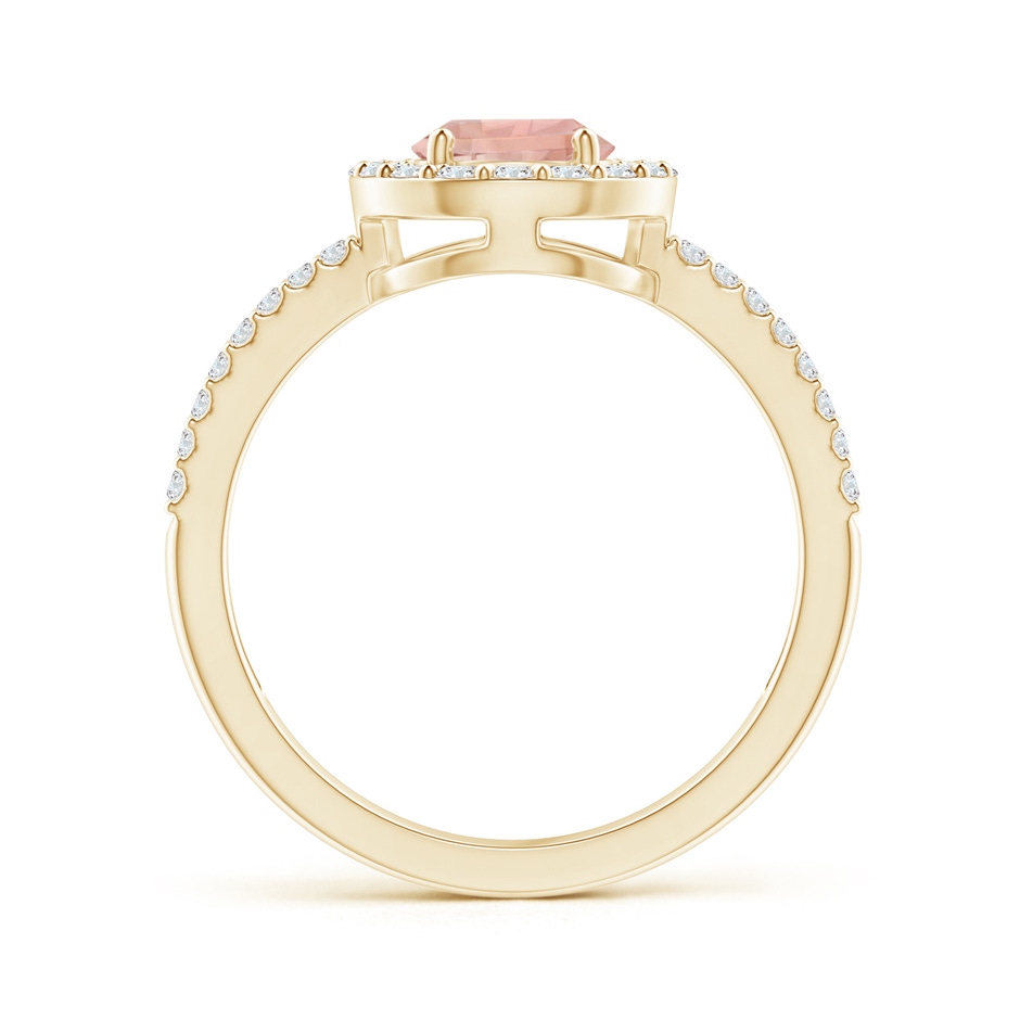 8x6mm AAAA Pear Morganite and Diamond Halo Split Shank Ring in Yellow Gold side 199
